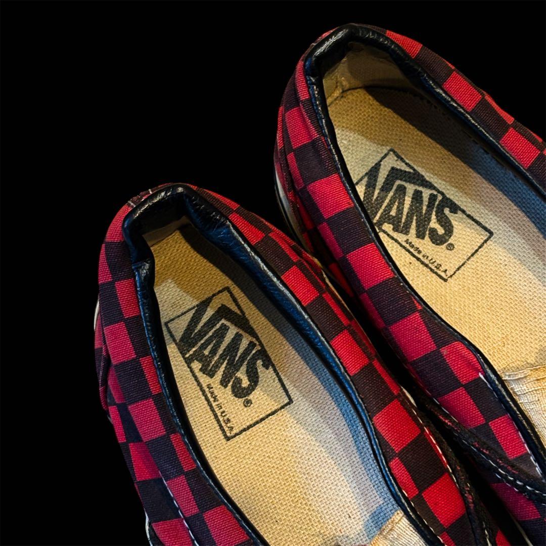90's VANS USA 赤黒チェッカー スリッポン アメリカ製