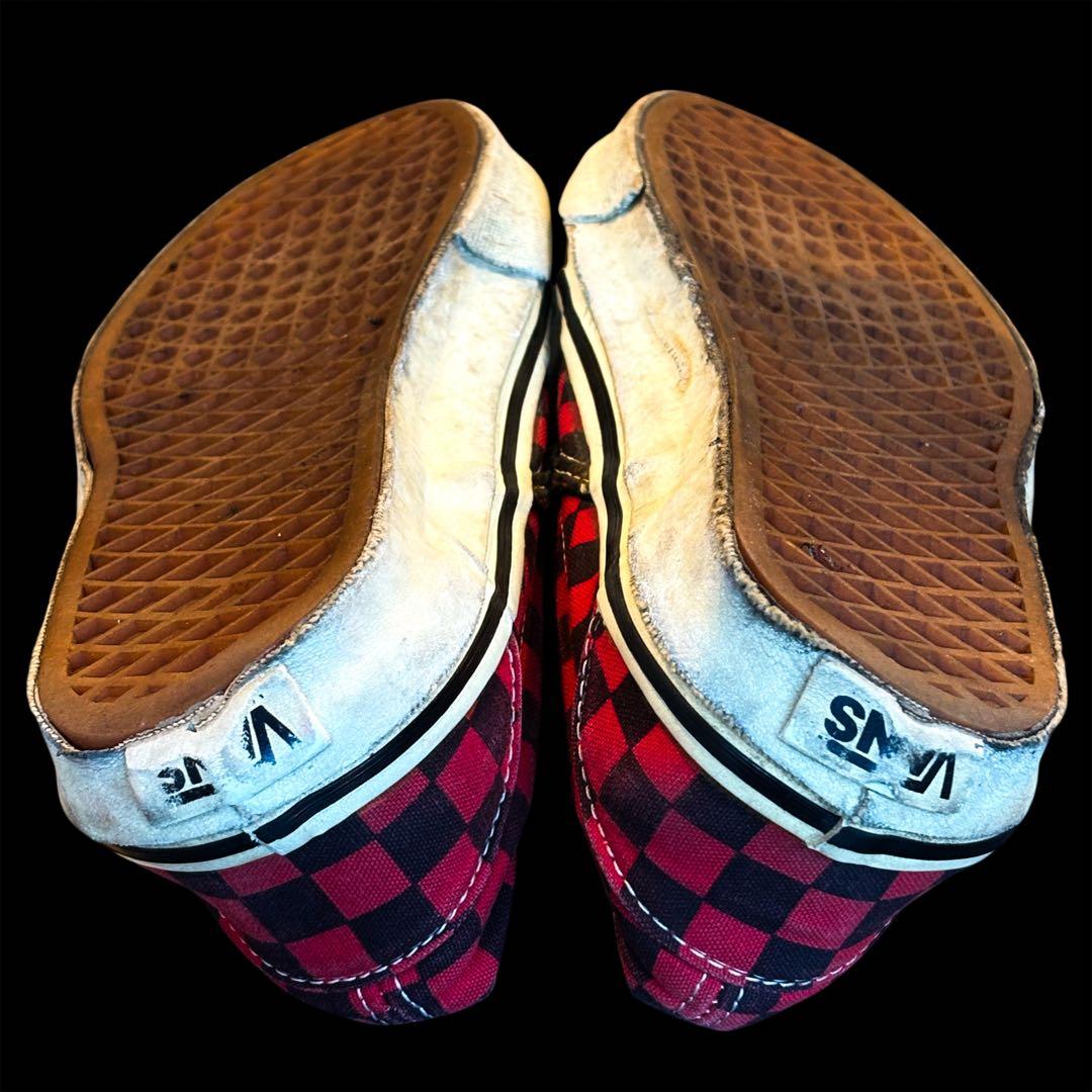 90's VANS USA 赤黒チェッカー スリッポン アメリカ製