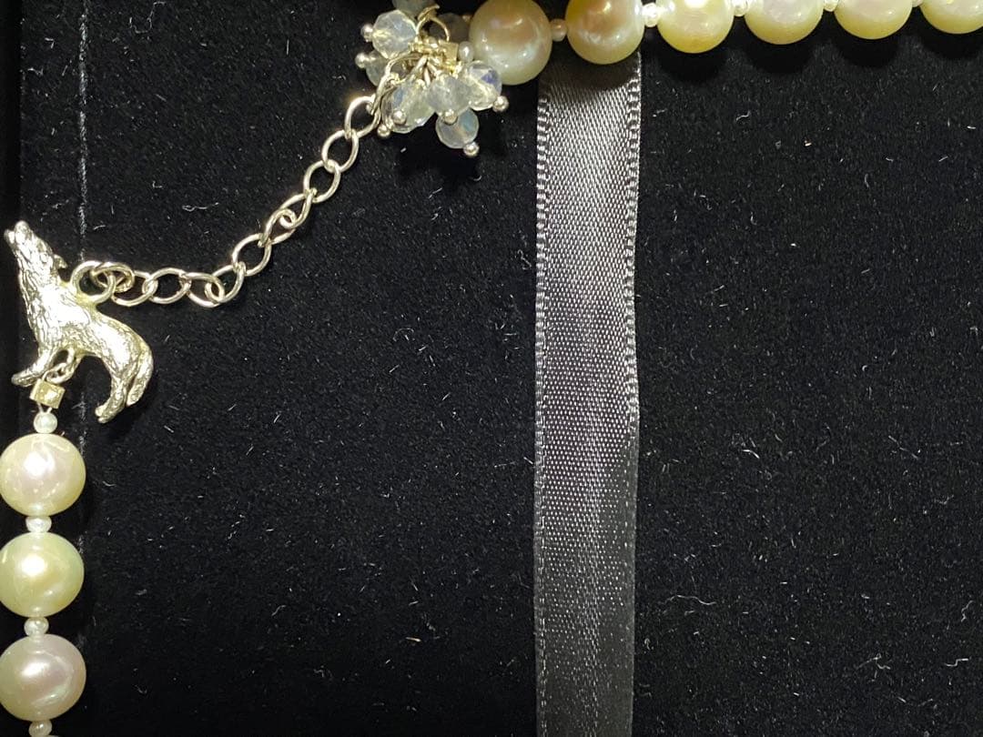 限定価格 ハンドメイド パール ネックレス ブレスレット オオカミ SV925