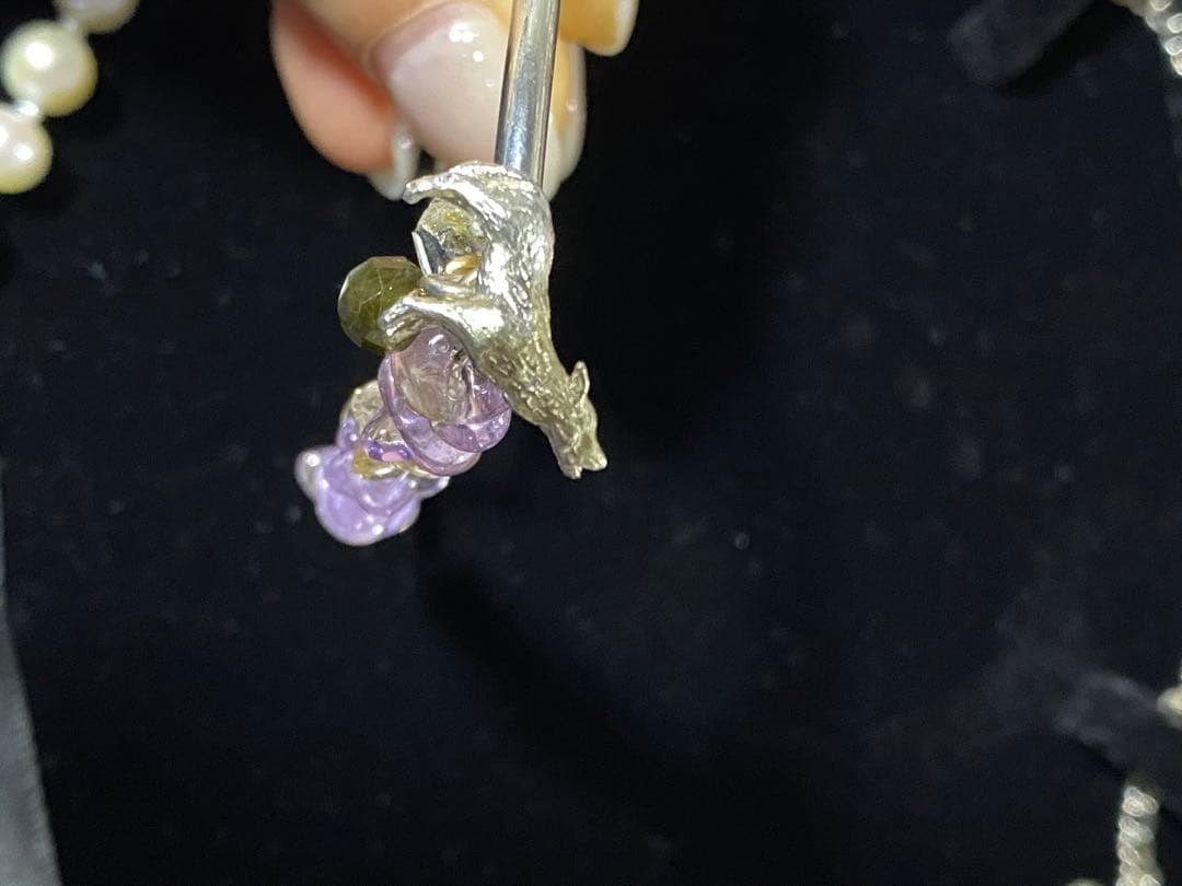 限定価格 ハンドメイド パール ネックレス ブレスレット オオカミ SV925