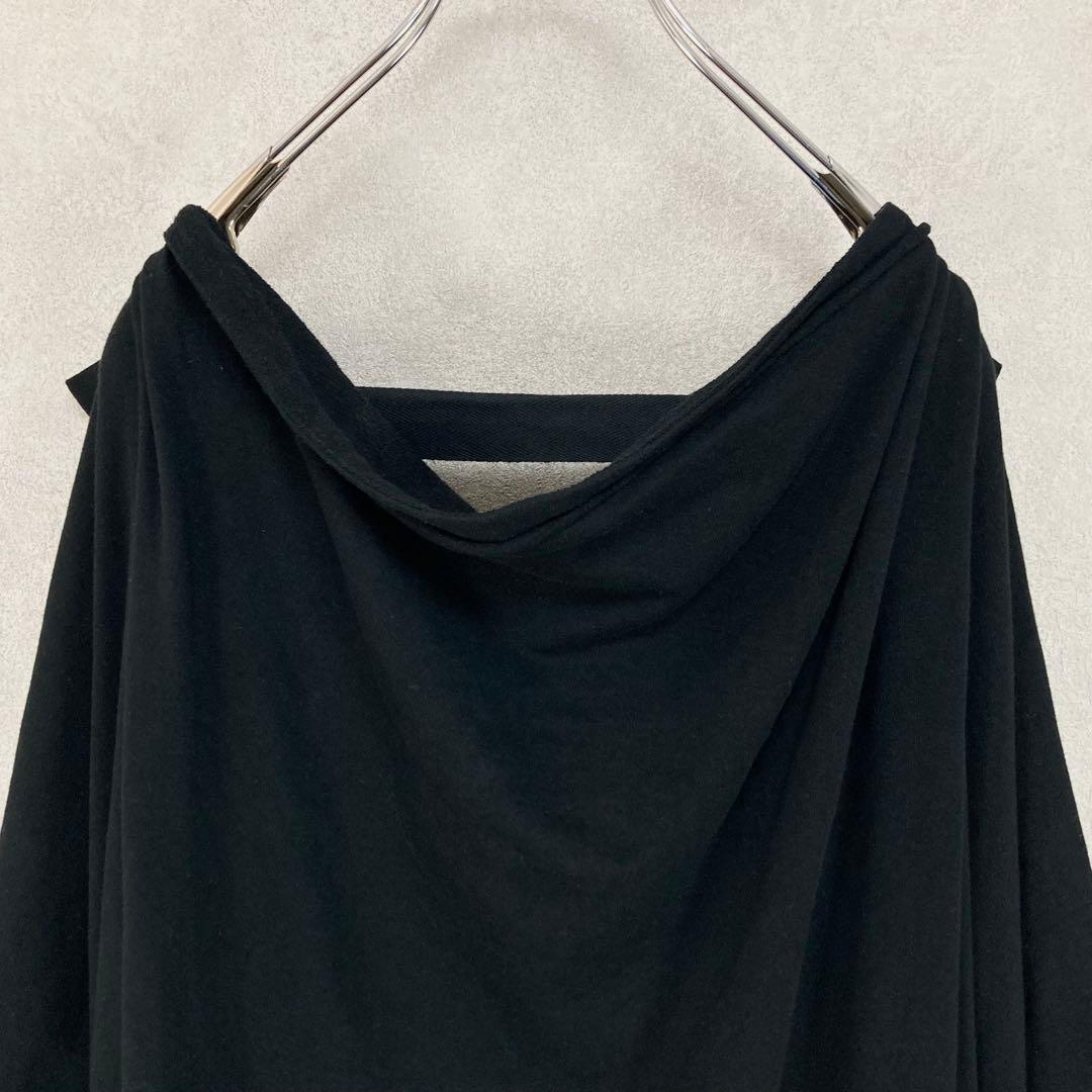 ヨウジヤマモト 23AW コットン フラシ ドレープ　ワンピース 黒2