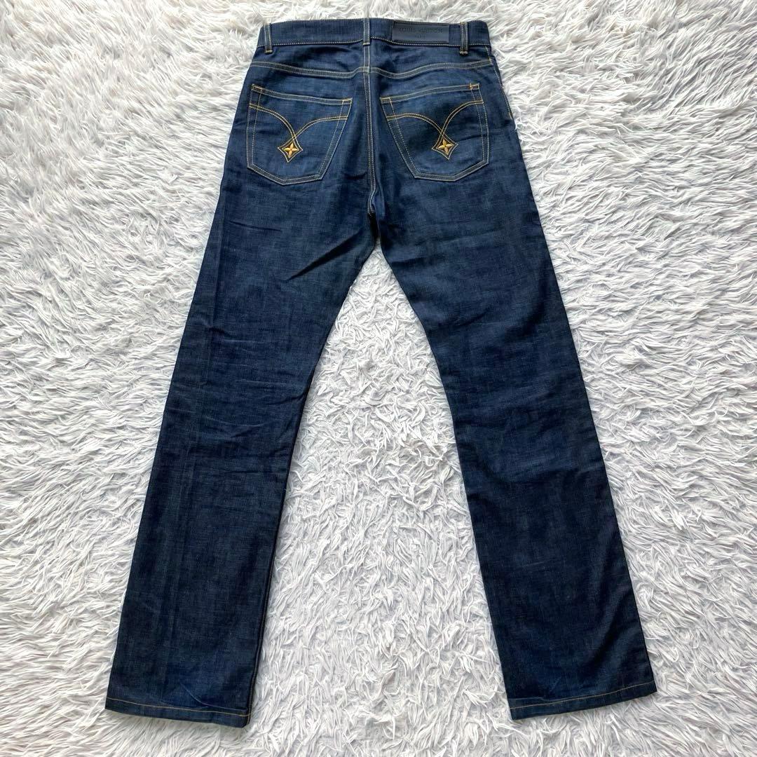 【美品】ルイヴィトン　デニムパンツ　38 刺繍ロゴ　フランス製　モノグラム