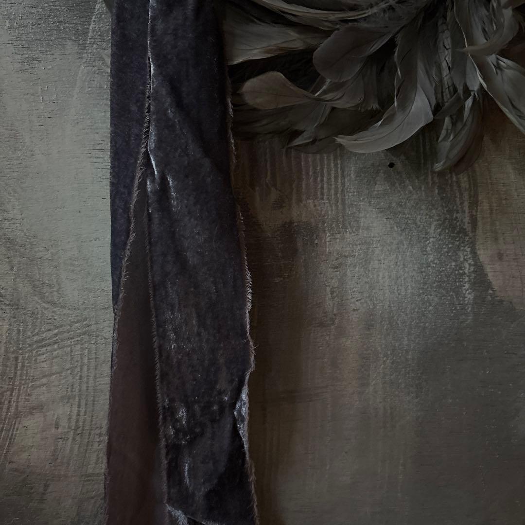 リース 羽 リボン アンティーク／クリスマスリース 希少