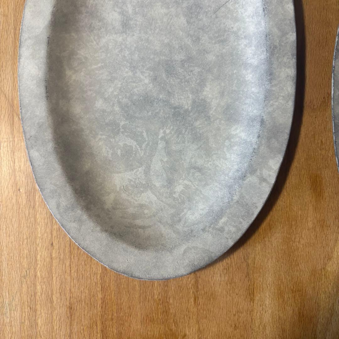 吉田次朗さん　リムオーバル皿2枚セット　ジャンク品