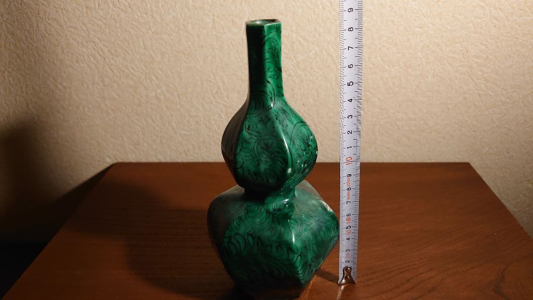 古九谷　九谷焼　徳利　ねじり　花入　蔵出し　江戸期　角福　緑釉　１客