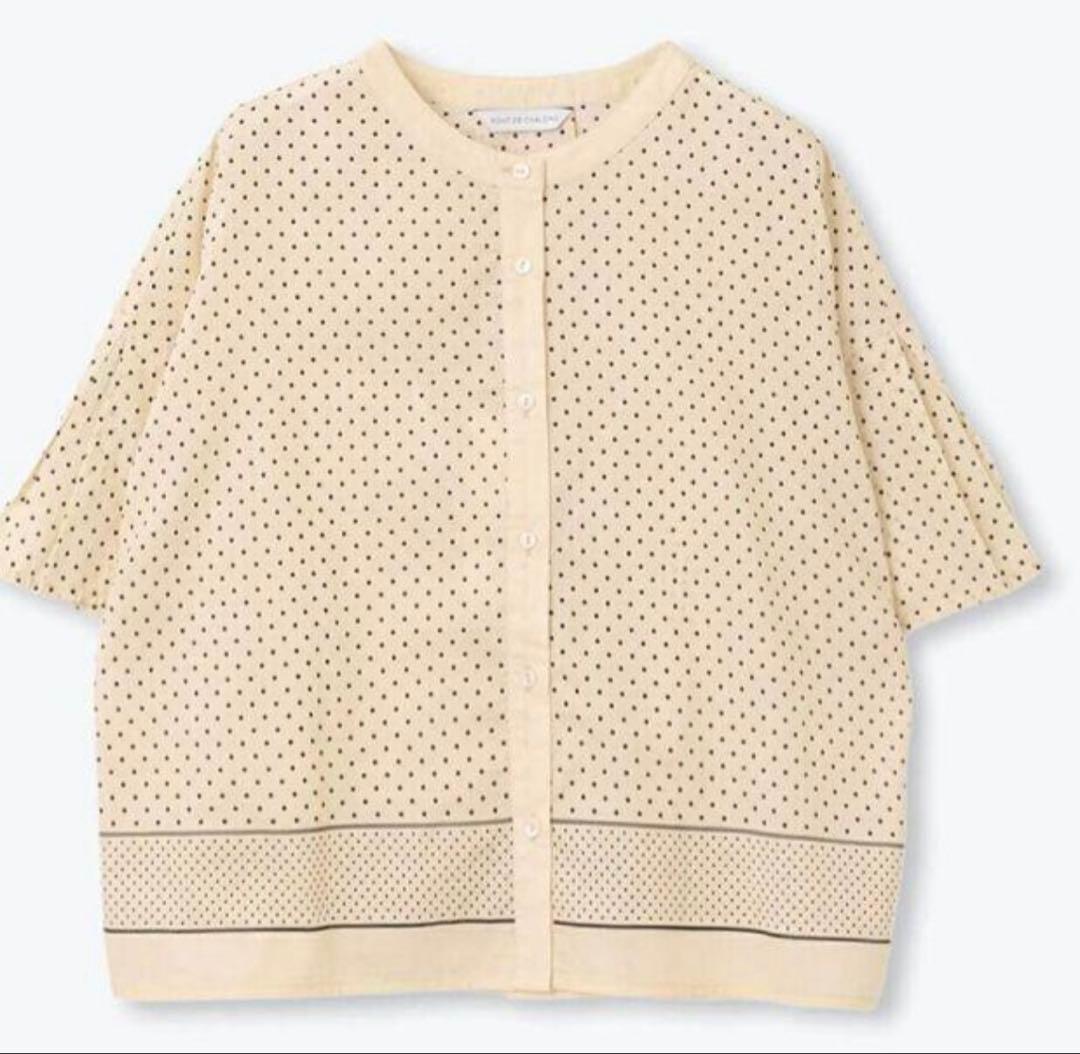 みみにこ　　ポンデシャロン ドット柄パネルプリントブラウス