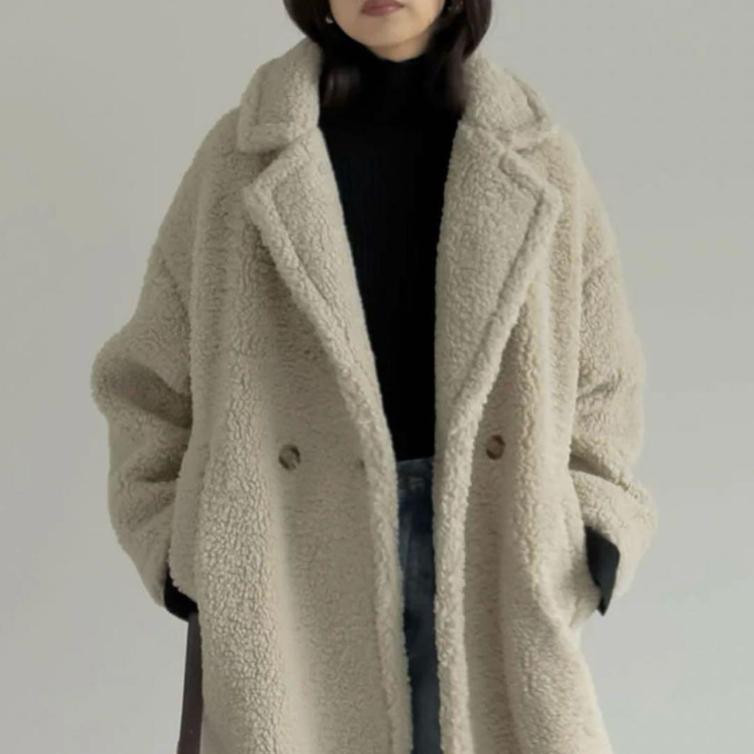 【新品✨】辻元舞さん着用 Re:EDIT ボアビッグカラーダブルチェスターコート