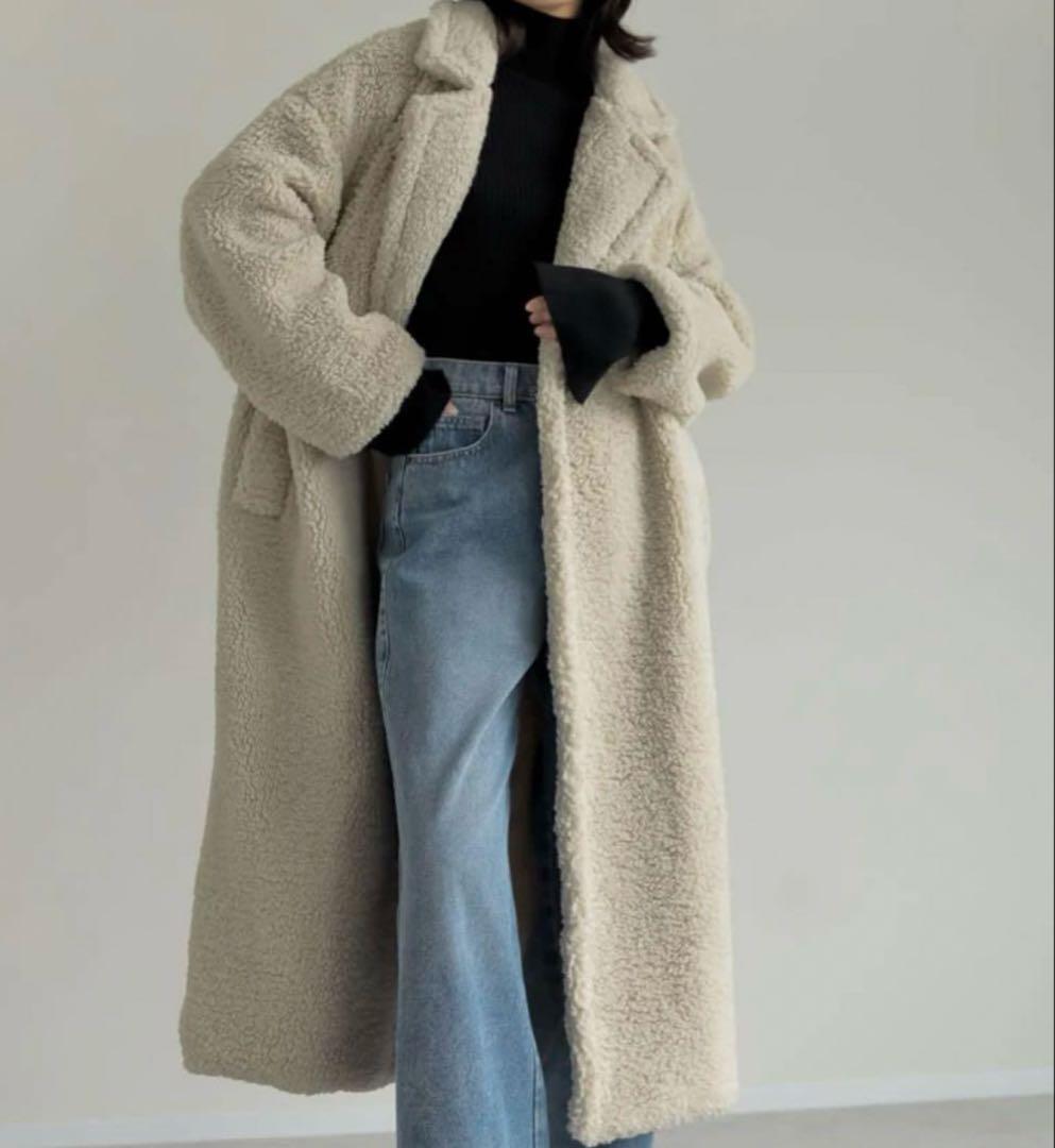 【新品✨】辻元舞さん着用 Re:EDIT ボアビッグカラーダブルチェスターコート