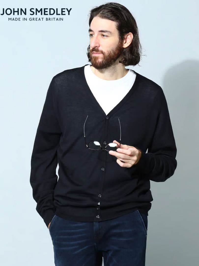 【美品】ジョンスメドレー JOHN SMEDLEY カーディガン黒