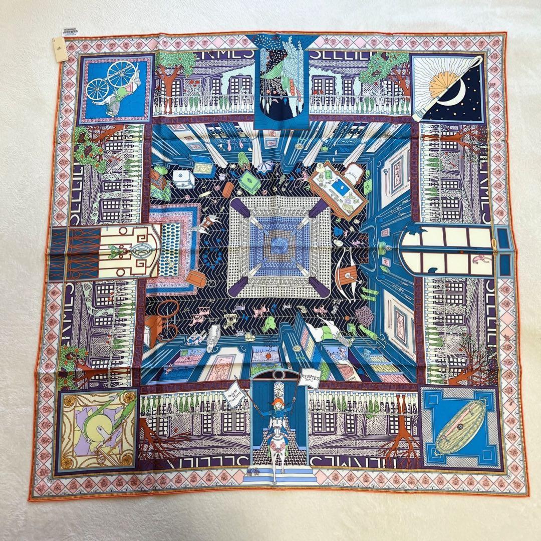 未使用タグ付　エルメス HERMES カレ90　オブジェ・ドゥ・キュリオジテ