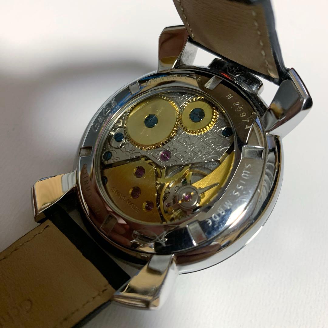 ガガミラノ マヌアーレ 手動巻き時計 ブラック 48mm Swiss made