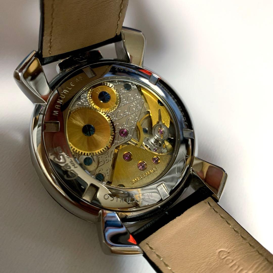 ガガミラノ マヌアーレ 手動巻き時計 ブラック 48mm Swiss made