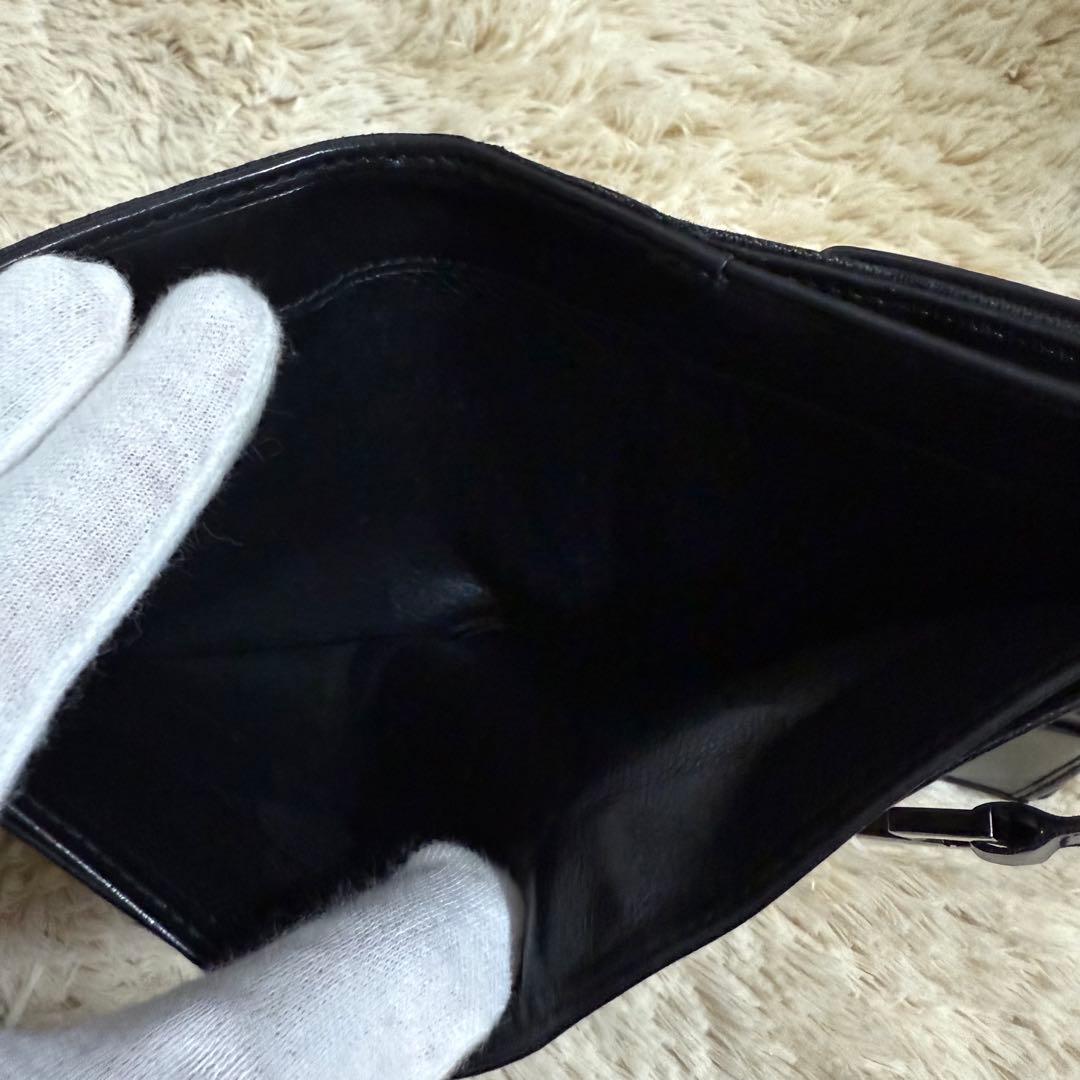 ✨美品✨グッチ　ジャッキー　折りたたみ　財布　キャンバス　レザー　ブラック