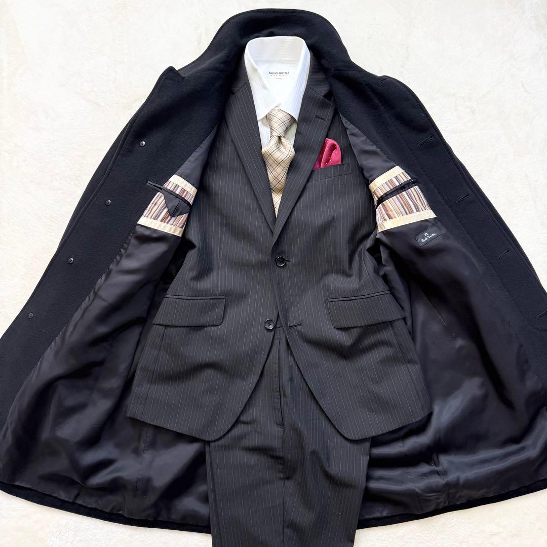 【超美品】ポールスミス カシミヤ＆アンゴラ混ウール ステンカラーコート L