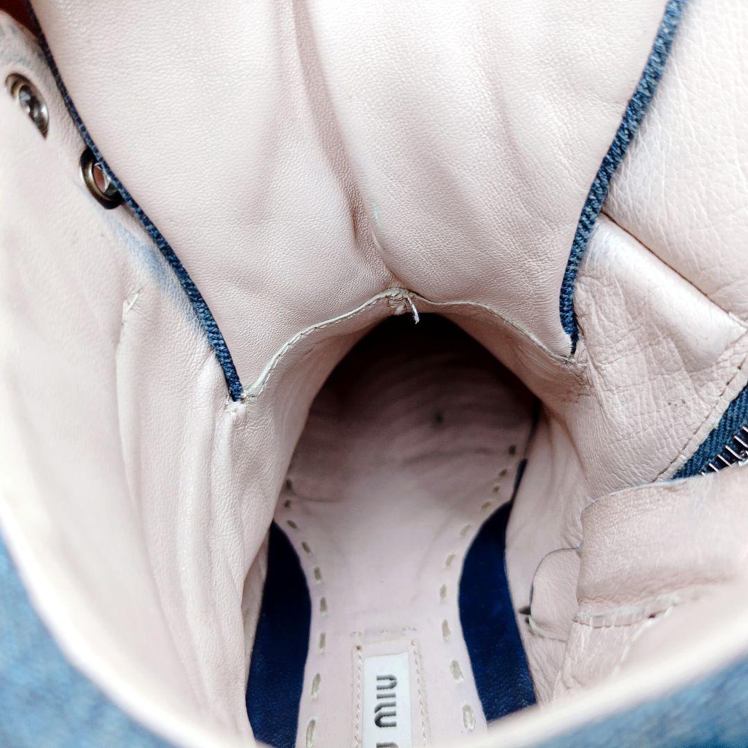 【美品】miumiu ミュウミュウ メタルキャップ デニム ハイカット 38