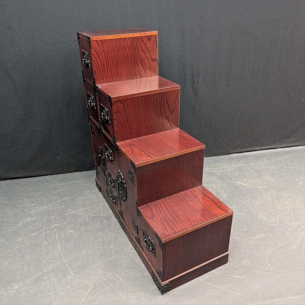展示品　飛鳥工芸家具　欅箪笥　欅 ケヤキ材　階段箪笥　整理箪笥　タンス民藝