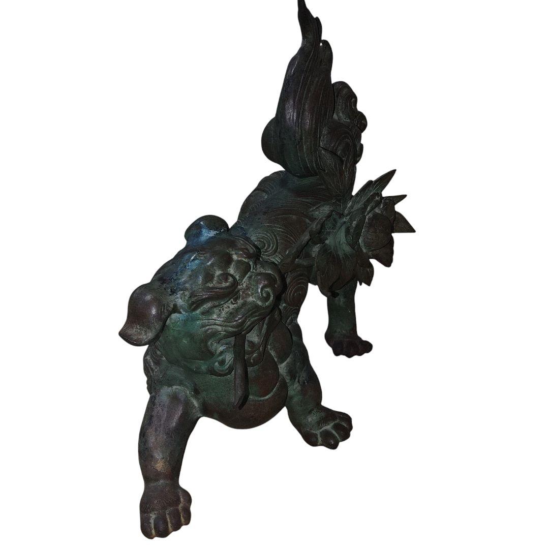 唐獅子　金属製　置物　オブジェ