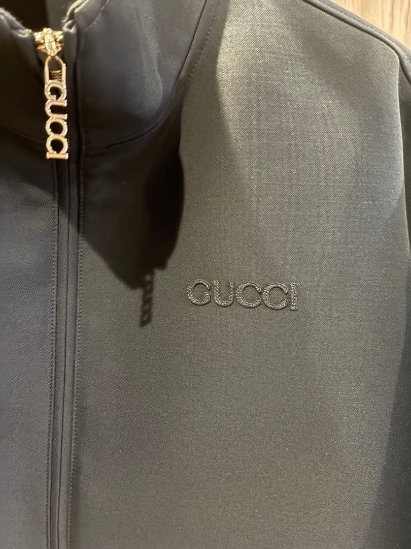 GUCCI ウールアセテート エンブロイダリー　ジップジャケット 48