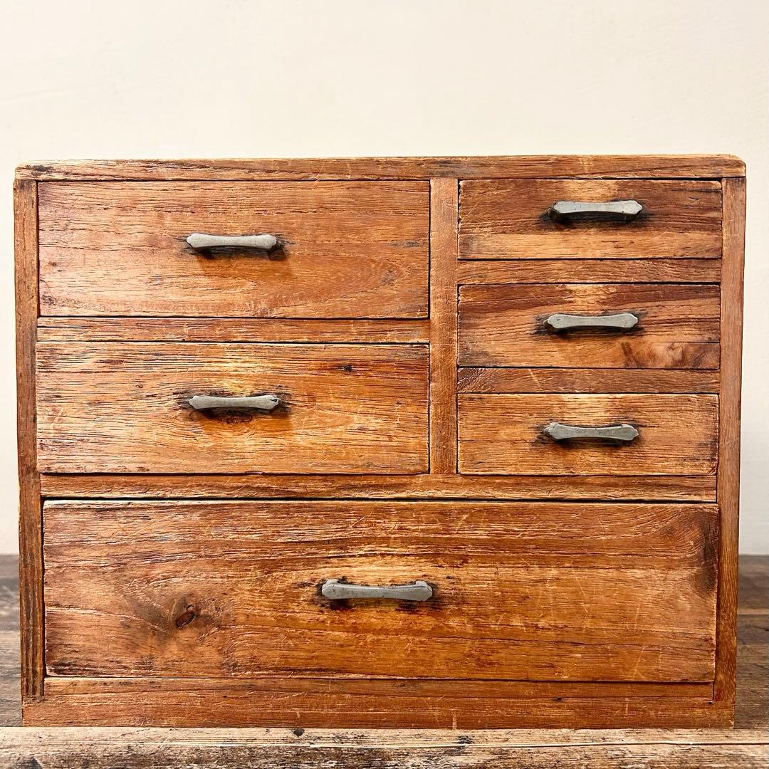 美品　小引き出し 箪笥 木製 昭和初期 古家具 無垢材 道具箱 収納棚