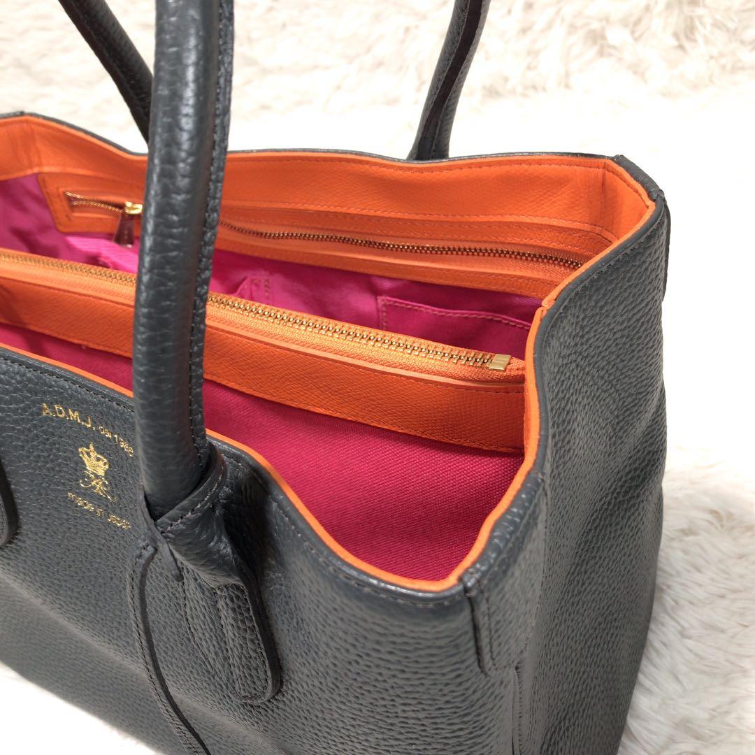 まるこ 様　ADMJ シュリンクレザー トートバッグ ハンドバッグ　シボ革