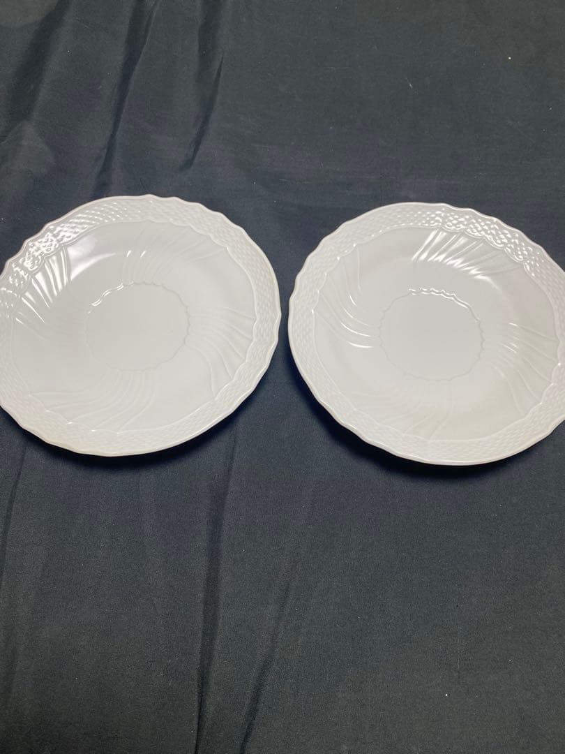 【美品】ジノリ　ベッキオホワイト　ダブルハンドルスープカップアンドソーサー×2