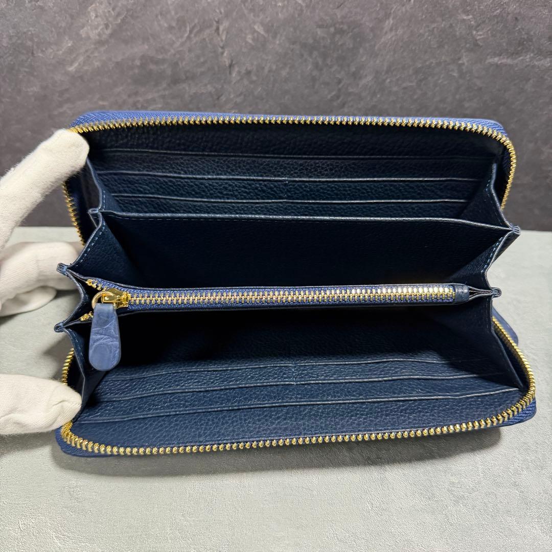 新入荷 クロコダイル 長財布 ネイビーブルー ワニ本革 メンズ レディース