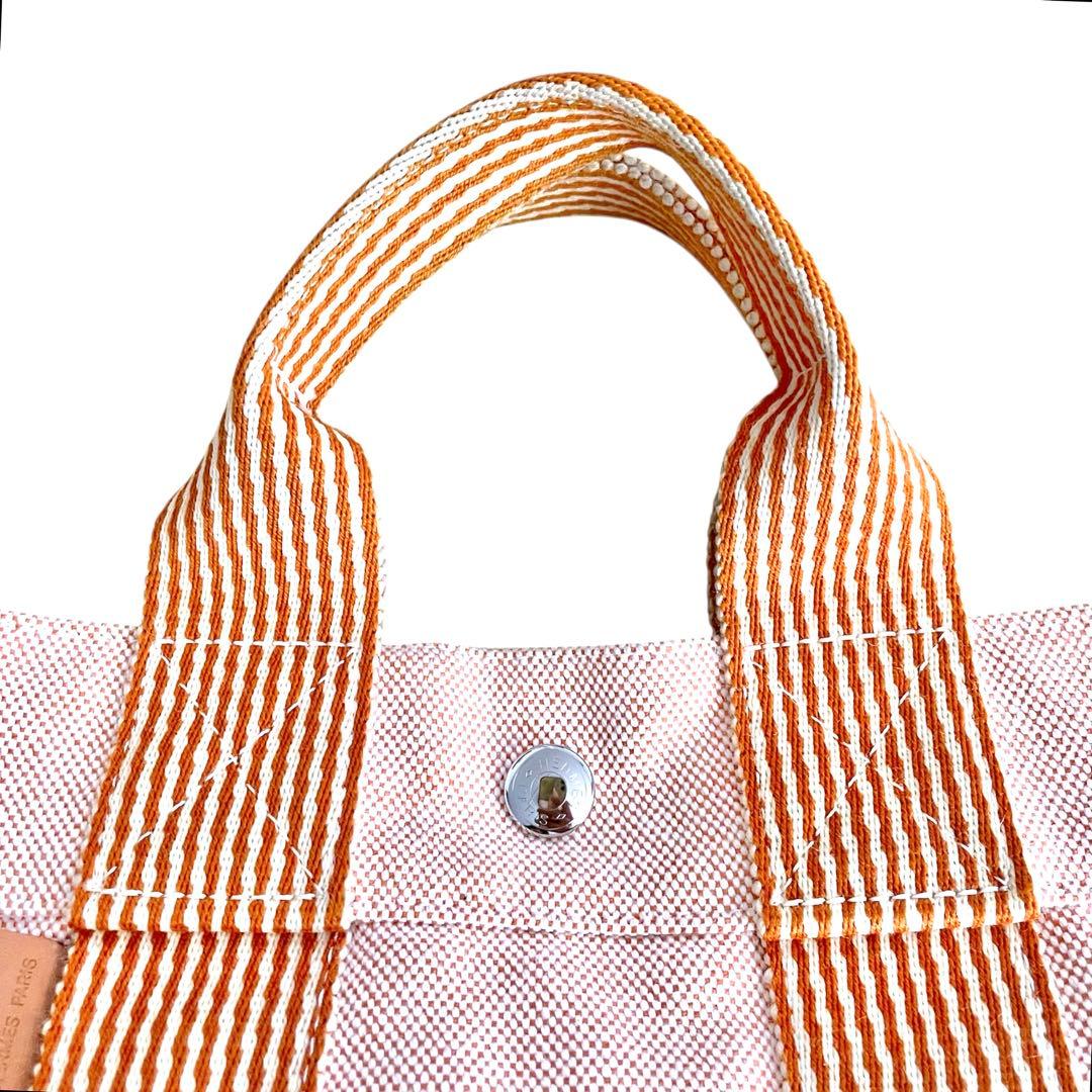 【未使用級】エルメス/ニューフールトゥPM/ハンドバッグ/キャンバス/オレンジ
