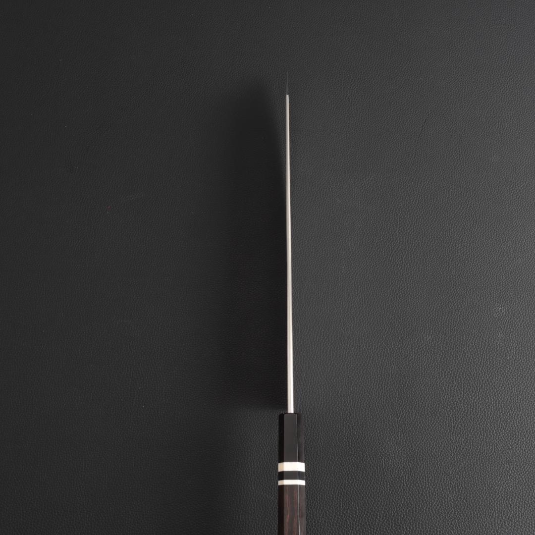 10431 切付型牛刀 尺寸 両刃 刺身包丁 洋包丁 黒檀黒水牛角白三本巻八角柄