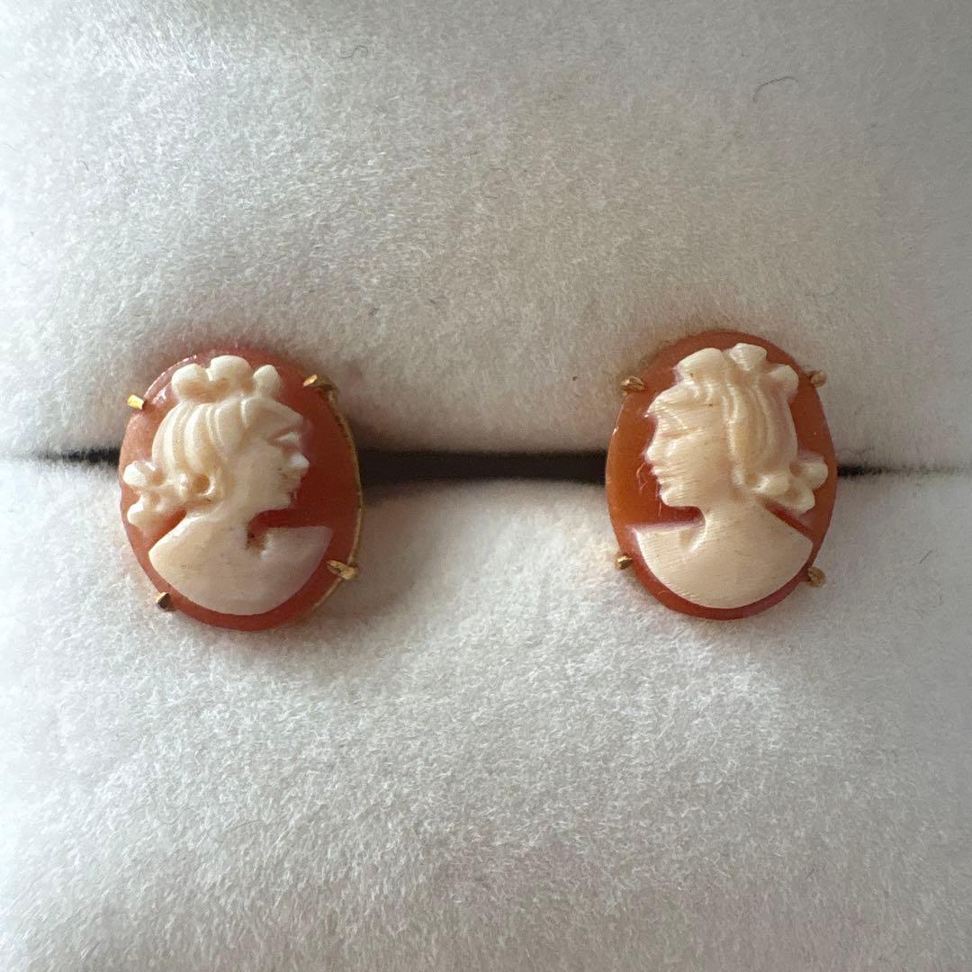 カメオ ヴィンテージピアス✨アンティーク K18