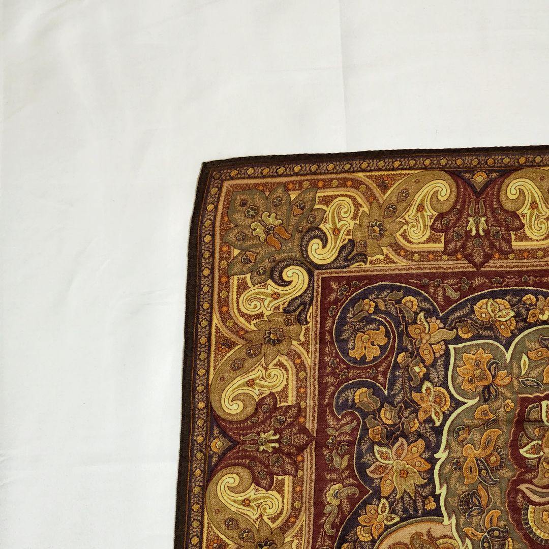 美品 ★ETRO★ ストール ショール ペイズリー柄 ウール シルク ブラウン.
