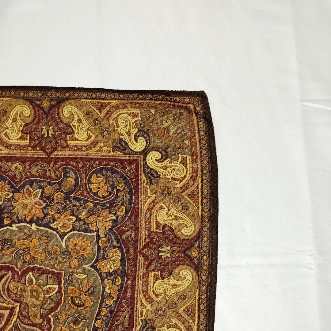 美品 ★ETRO★ ストール ショール ペイズリー柄 ウール シルク ブラウン.