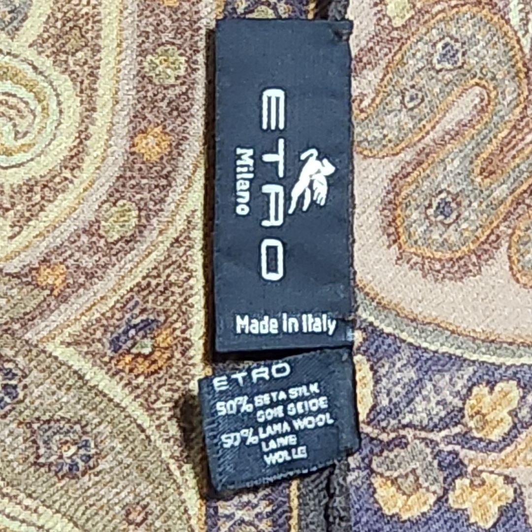 美品 ★ETRO★ ストール ショール ペイズリー柄 ウール シルク ブラウン.