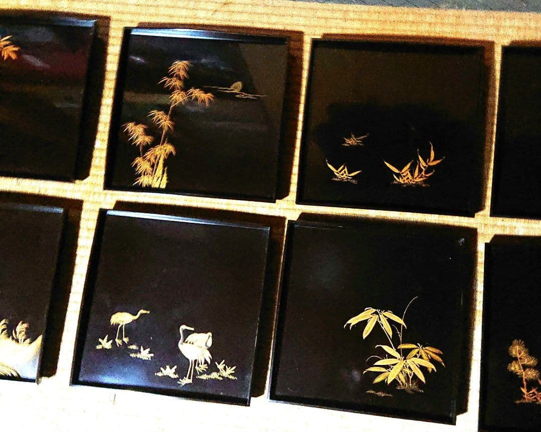 吸物膳漆器 金箔装飾 10枚セット A329