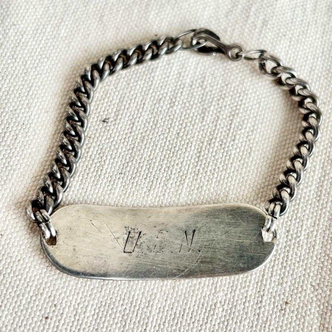 1940s US NAVY IDブレスレット シルバー製 army ビンテージ