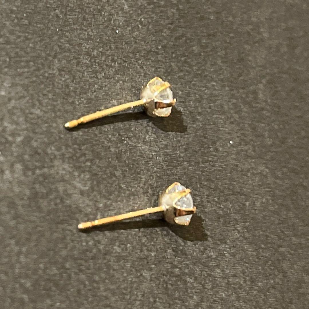 K18刻印 天然ダイヤモンド 計0.5ct ピアス 一粒ダイヤ 鑑定書 ラウンド