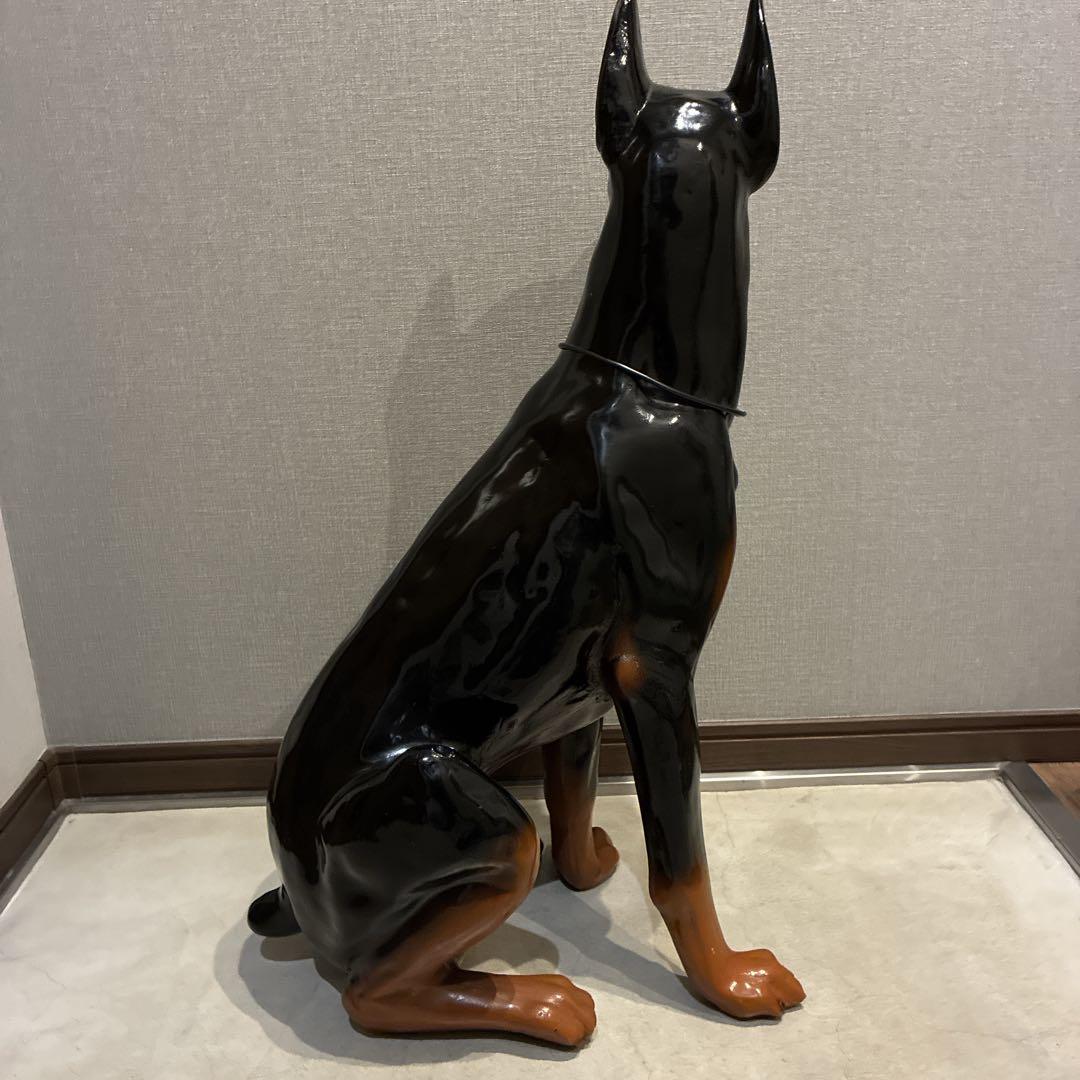等身大 ドーベルマン 置物 80cm FRP 黒 店舗ディスプレイ