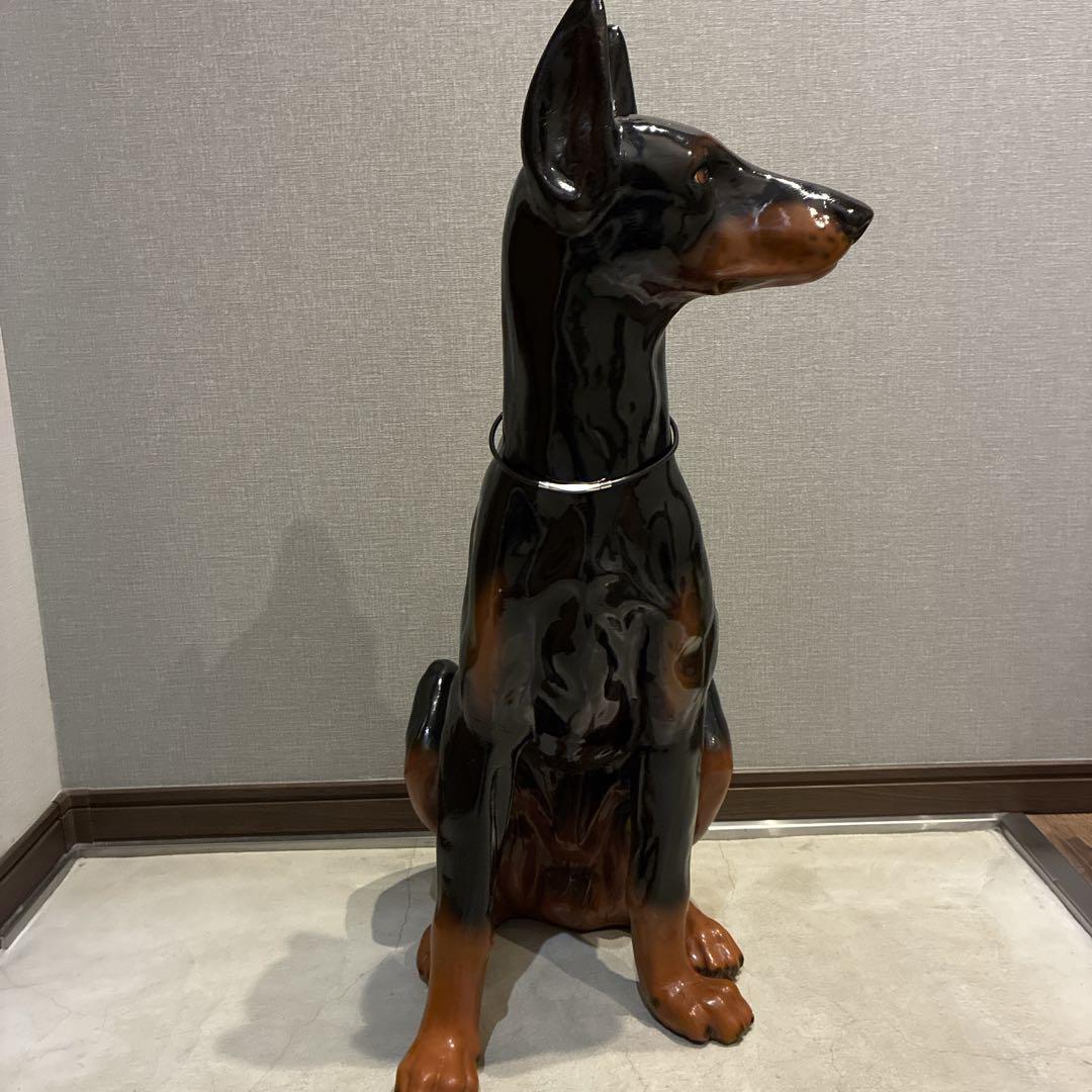 等身大 ドーベルマン 置物 80cm FRP 黒 店舗ディスプレイ