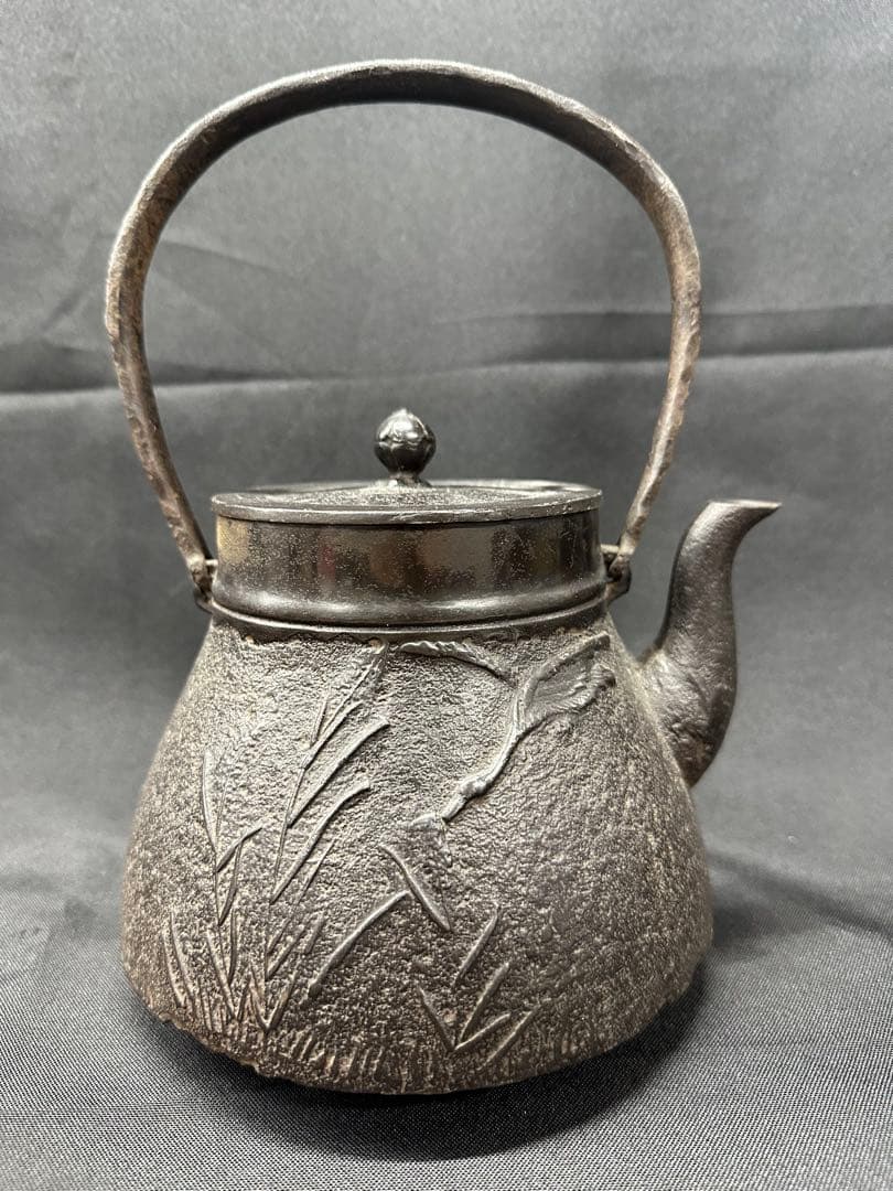 【経年品】南部鉄器　天祐堂　鉄瓶　急須　鳥