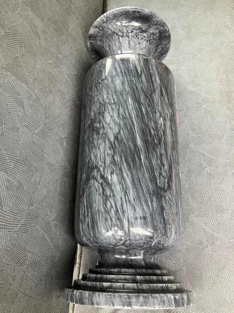 メ4960 中国美術 工芸品 花瓶 花器 花入れ 大理石削り出し 蓬ニ仙落款入り