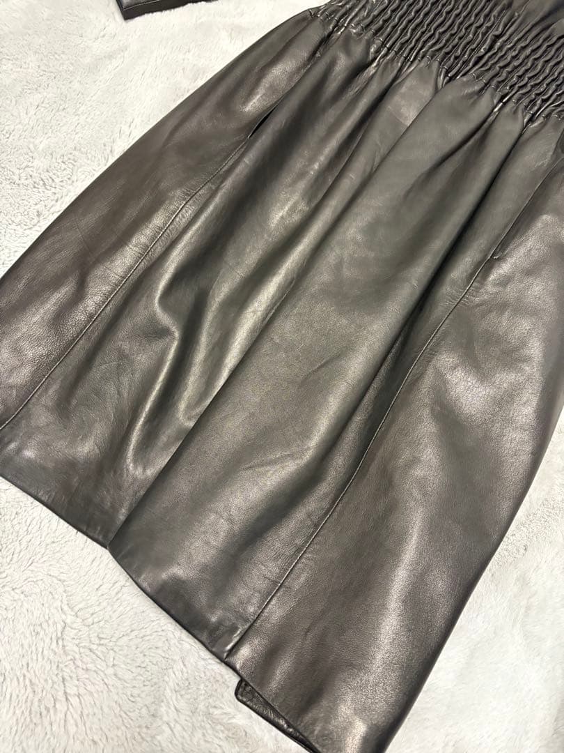 GIANNI VERSACE ヴェルサーチ ブラックレザー ロングジャケット