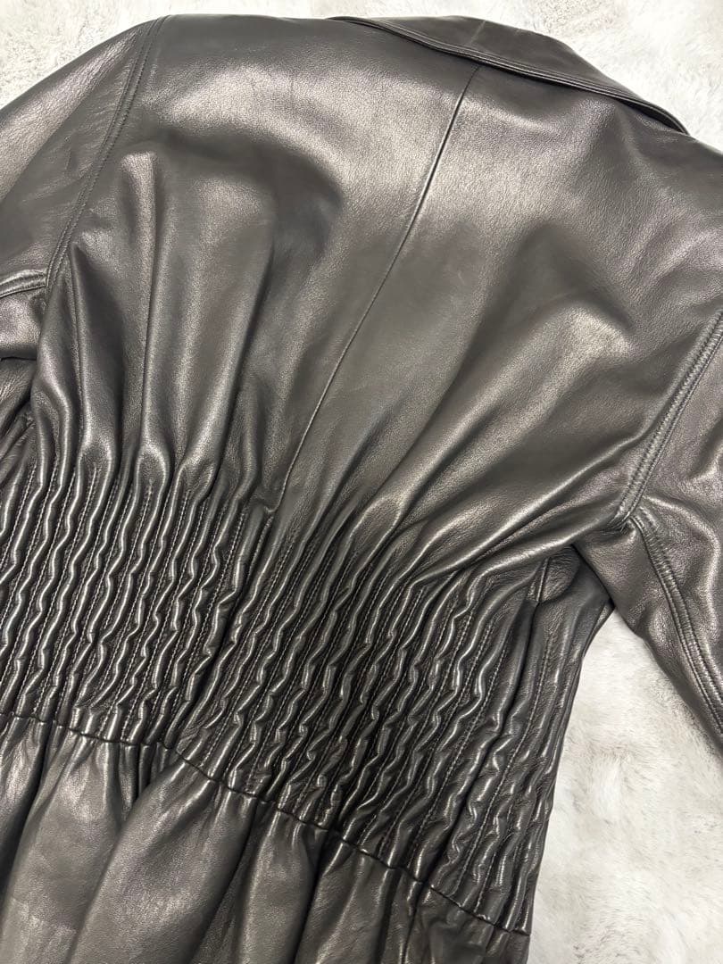 GIANNI VERSACE ヴェルサーチ ブラックレザー ロングジャケット