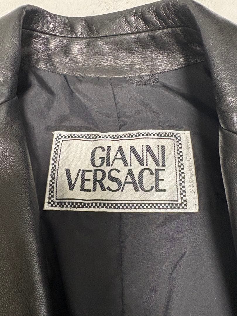 GIANNI VERSACE ヴェルサーチ ブラックレザー ロングジャケット