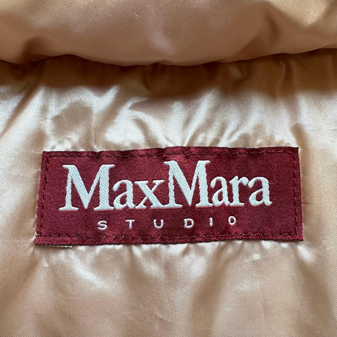 マックスマーラ ステュディオ ダウンコート Aライン ハイネック ベージュ 光沢