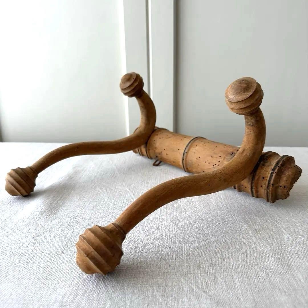 フランス アンティーク 木製 壁掛け ウォールフック バンブー コート掛け
