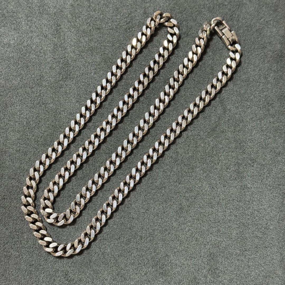 希少！シルバー925 2面シングル喜平ネックレス 60cm 67g 太め
