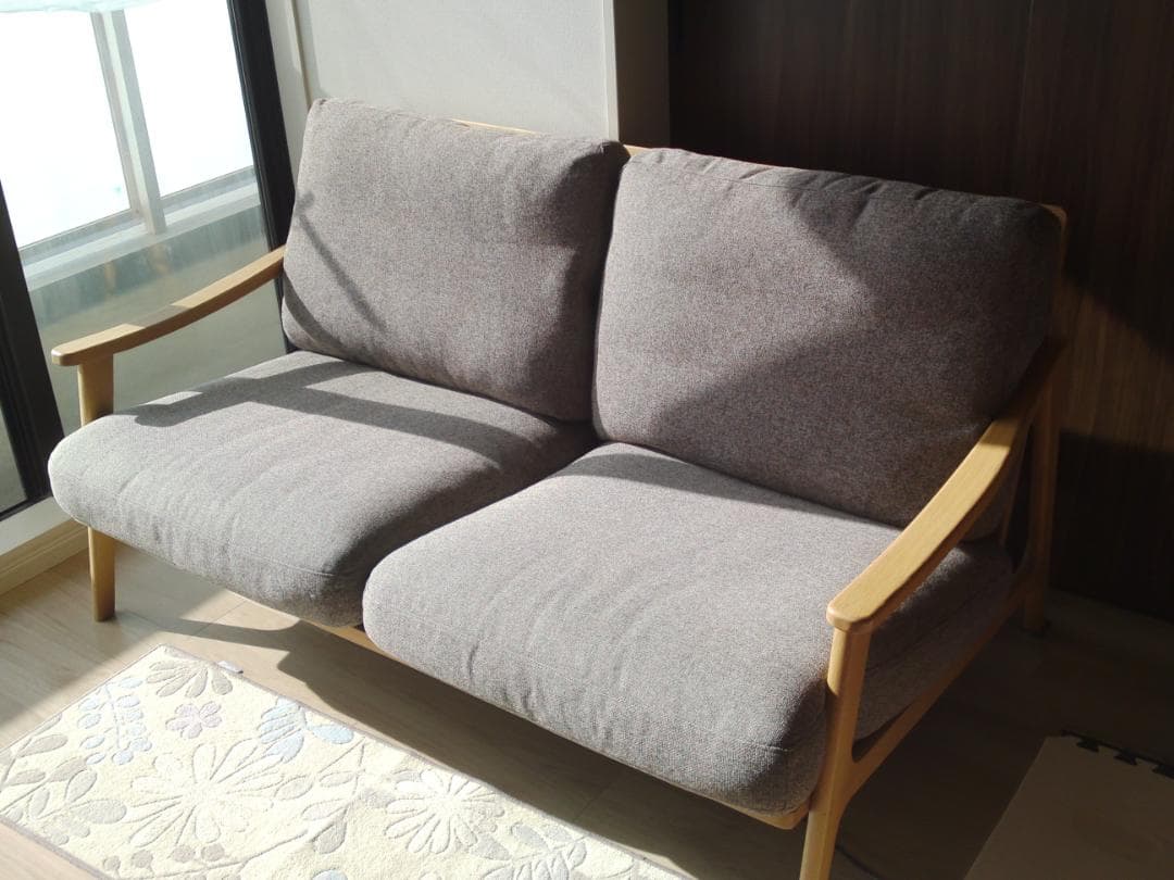 布製ソファ　天然木　WHオーク材