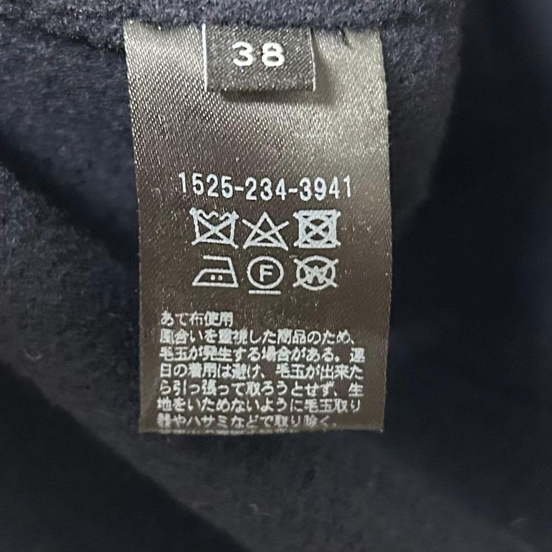 UNITED ARROWS ダブルフェイスノーカラーコート　ネイビー　38