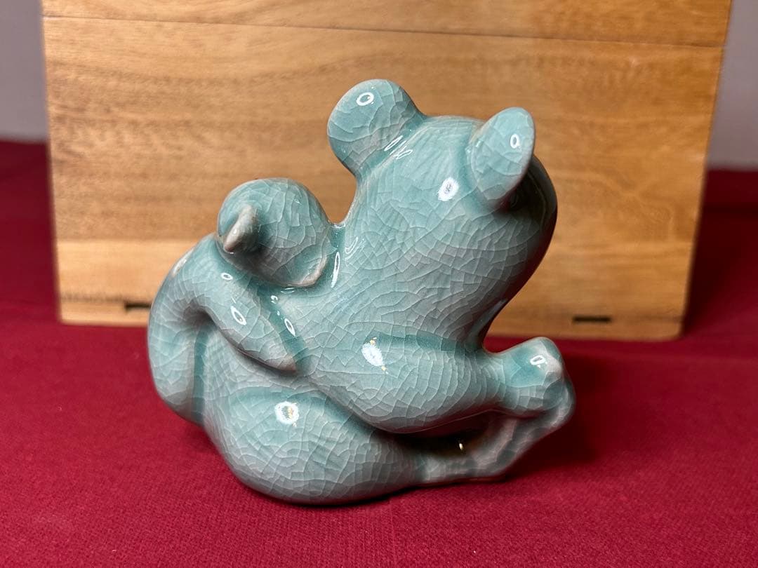 陶器　高麗青磁　水滴　2個　暁泉窯　権泰鉉作　パンダ　親子
