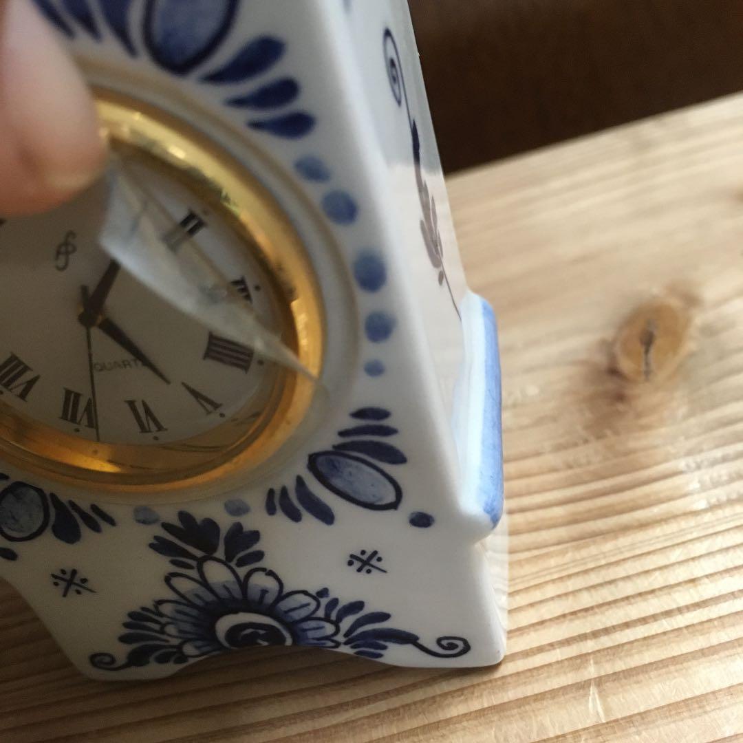 【美品】オランダ デルフト焼き 置き時計 陶器