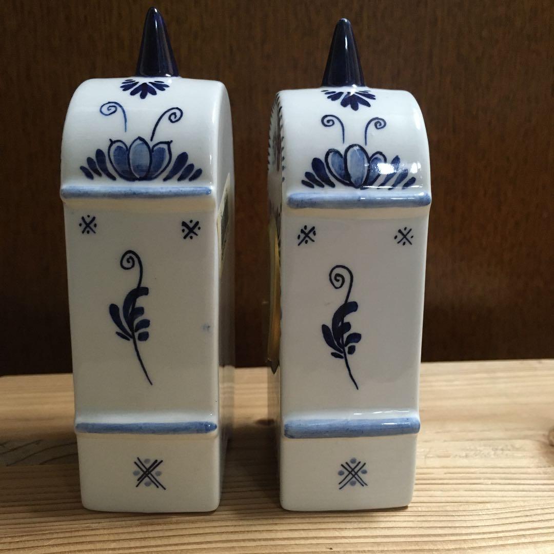 【美品】オランダ デルフト焼き 置き時計 陶器